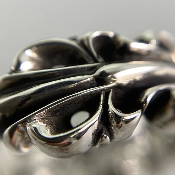 CHROME HEARTS Double Floral Cross Heart Silver Ring - Picture 5 of 14